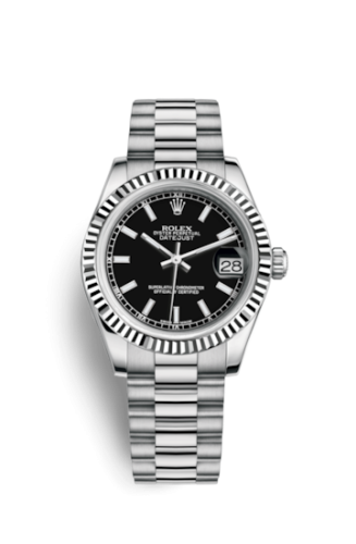 Rolex Datejust 31 White Gold Fluted / President / Black 178279-0046