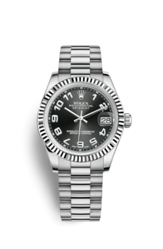 Rolex Datejust 31 White Gold Fluted / President / Black Arabic 178279-0054