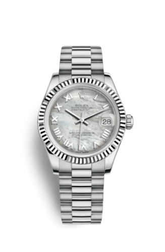 Rolex Datejust 31 White Gold Fluted / President / MOP Roman 178279-0064