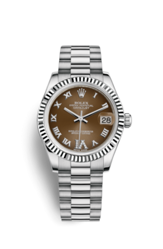 Rolex Datejust 31 White Gold Fluted / President / Bronze Roman 178279-0074