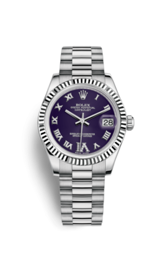 Rolex Datejust 31 White Gold Fluted / President / Blue Roman 178279-0075