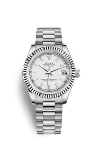 Rolex Datejust 31 White Gold Fluted / President / White 178279-0079