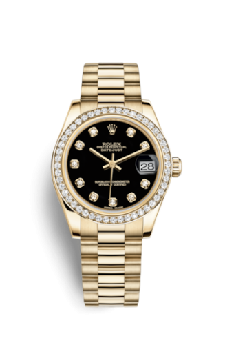 Rolex Datejust 31 Yellow Gold Diamond / President / Black Diamond 178288-0011