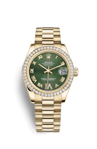 Rolex Datejust 31 Yellow Gold Diamond / President / Olive Roman 178288-0057