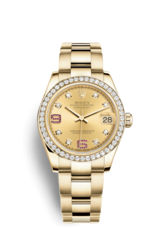 Rolex Datejust 31 Yellow Gold Diamond / Oyster / Champagne Diamonds Rubies 178288-0062