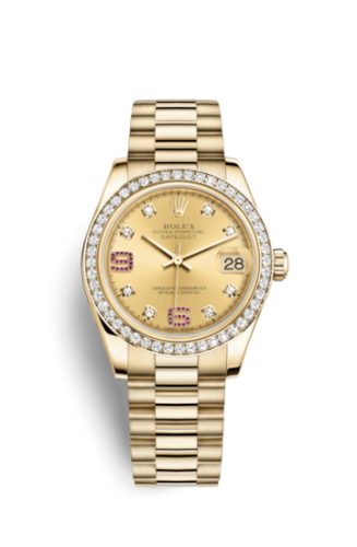 Rolex Datejust 31 Yellow Gold Diamond / President / Champagne Diamonds Rubies 178288-0063