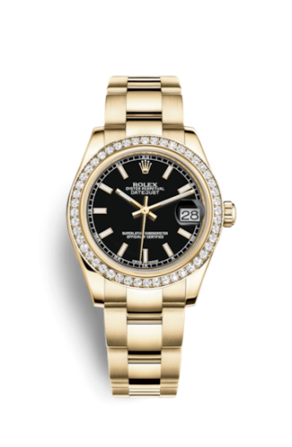 Rolex Datejust 31 Yellow Gold Diamond / Oyster / Black 178288-0075