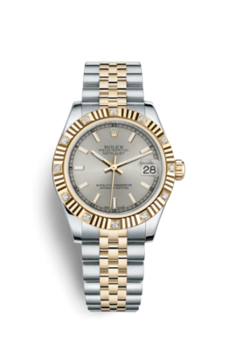 Rolex Datejust 31 Rolesor Yellow Fluted Diamond / Jubilee / Silver 178313-0013