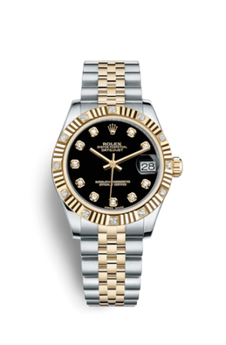 Rolex Datejust 31 Rolesor Yellow Fluted Diamond / Jubilee / Black Diamond 178313-0021