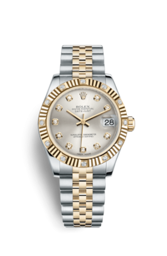 Rolex Datejust 31 Rolesor Yellow Fluted Diamond / Jubilee / Silver Diamond 178313-0027