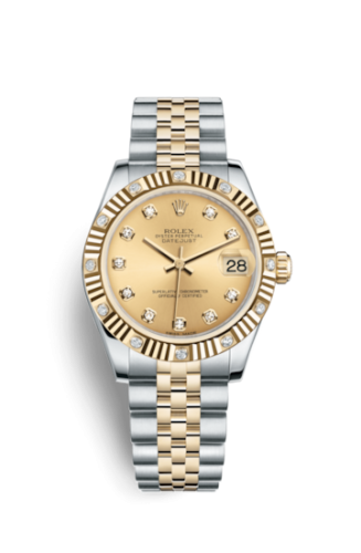 Rolex Datejust 31 Rolesor Yellow Fluted Diamond / Jubilee / Champagne Diamond 178313-0029
