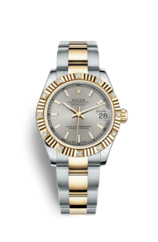 Rolex Datejust 31 Rolesor Yellow Fluted Diamond / Oyster / Silver 178313-0038