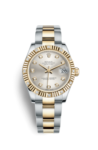 Rolex Datejust 31 Rolesor Yellow Fluted Diamond / Oyster / Silver Diamond 178313-0051