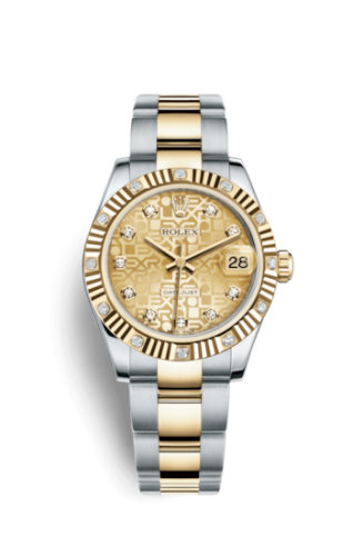 Rolex Datejust 31 Rolesor Yellow Fluted Diamond / Oyster / Champagne Computer 178313-0056