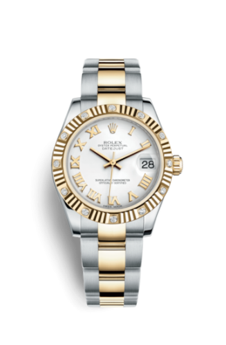 Rolex Datejust 31 Rolesor Yellow Fluted Diamond / Oyster/ White Roman 178313-0061