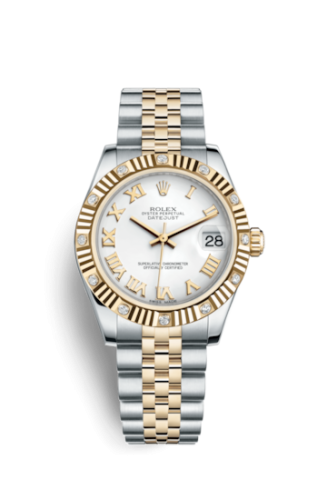 Rolex Datejust 31 Rolesor Yellow Fluted Diamond / Jubilee / White Roman 178313-0062