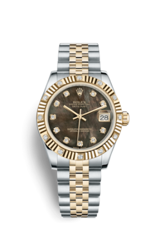 Rolex Datejust 31 Rolesor Yellow Fluted Diamond / Jubilee / Black MOP 178313-0066