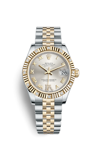Rolex Datejust 31 Rolesor Fluted Diamond / Jubilee / Silver Roman 178313-0074