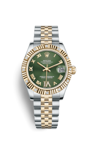 Rolex Datejust 31 Rolesor Fluted Diamond / Jubilee / Olive Roman 178313-0075