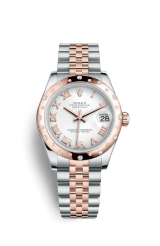Rolex Datejust 31 Rolesor Everose Domed Diamond / Jubilee / White Roman 178341-0001
