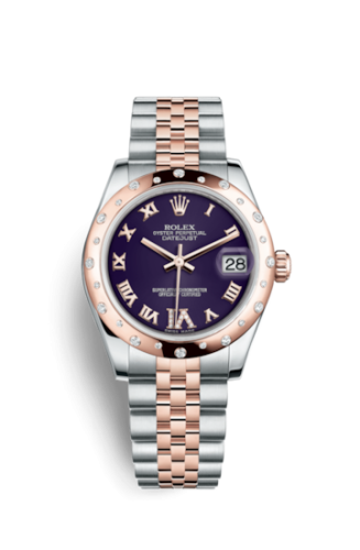 Rolex Datejust 31 Rolesor Everose Domed Diamond / Jubilee / Purple Roman 178341-0008