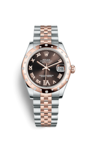 Rolex Datejust 31 Rolesor Everose Domed Diamond / Jubilee / Chocolate Roman 178341-0009