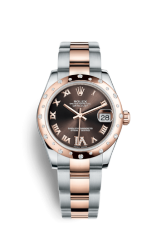 Rolex Datejust 31 Rolesor Everose Domed Diamond / Oyster / Chocolate Roman 178341-0010