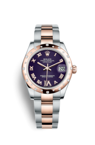 Rolex Datejust 31 Rolesor Everose Domed Diamond / Oyster / Purple Roman 178341-0011