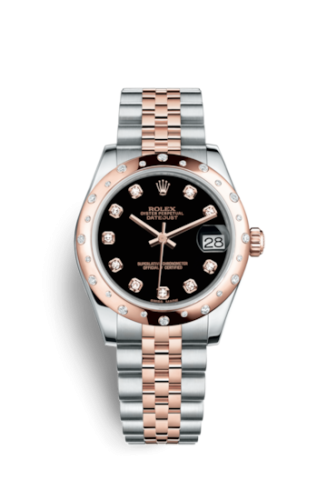 Rolex Datejust 31 Rolesor Everose Domed Diamond / Jubilee / Black Diamond 178341-0030