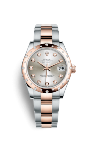 Rolex Datejust 31 Rolesor Everose Domed Diamond / Oyster / Silver Diamond 178341-0033