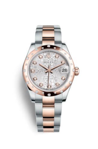 Rolex Datejust 31 Rolesor Everose Domed Diamond / Oyster / Silver Computer 178341-0036