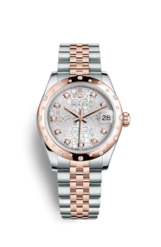 Rolex Datejust 31 Rolesor Everose Domed Diamond / Jubilee / Silver Computer 178341-0045