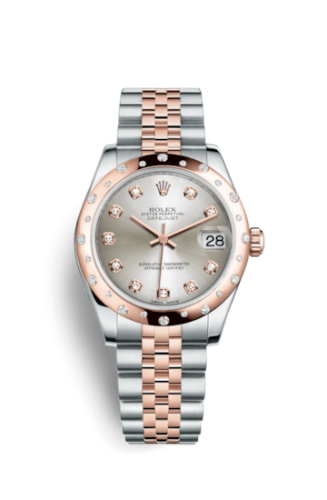 Rolex Datejust 31 Rolesor Everose Domed Diamond / Jubilee / Silver Diamond 178341-0046