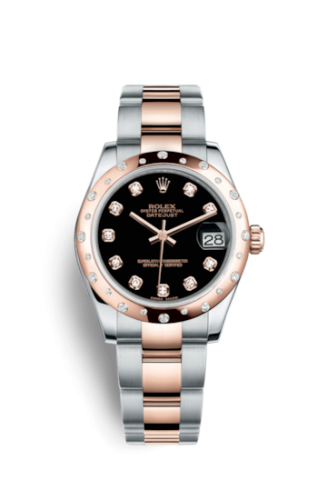 Rolex Datejust 31 Rolesor Everose Domed Diamond / Oyster / Black Diamond 178341-0054