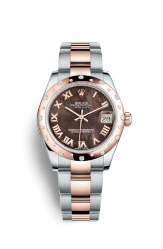 Rolex Datejust 31 Rolesor Everose Domed Diamond / Oyster / Black MOP Roman 178341-0055