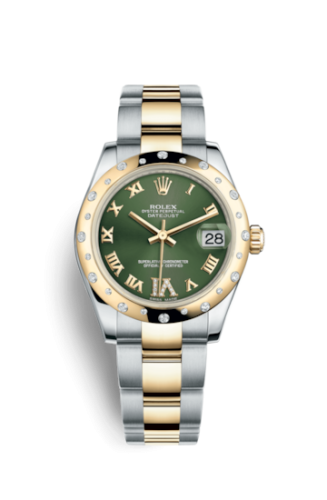 Rolex Datejust 31 Rolesor Yellow Domed Diamond / Oyster / Olive Green Roman 178343-0001