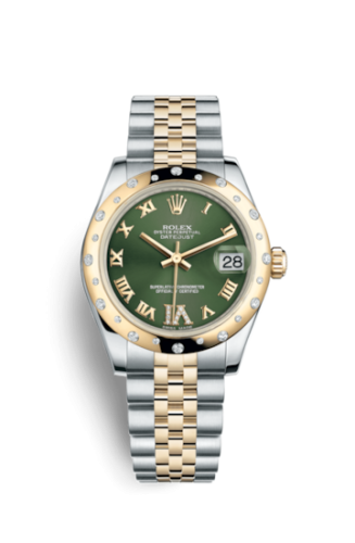 Rolex Datejust 31 Rolesor Yellow Domed Diamond / Jubilee / Olive Roman 178343-0011