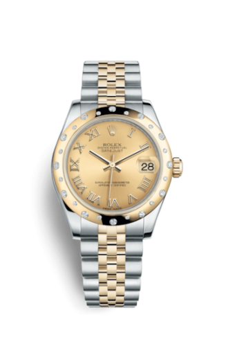 Rolex Datejust 31 Rolesor Yellow Domed Diamond / Jubilee / Champagne Roman 178343-0016