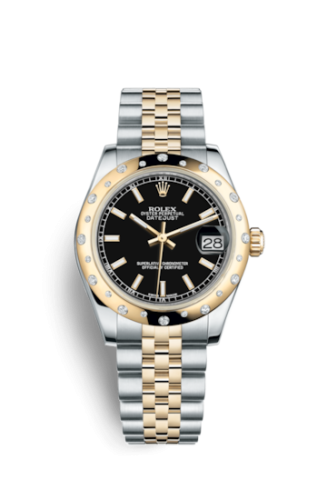 Rolex Datejust 31 Rolesor Yellow Domed Diamond / Jubilee / Black 178343-0031