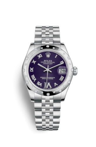 Rolex Datejust 31 Stainless Steel Domed Diamond / Jubilee / Purple - Roman 178344-0002