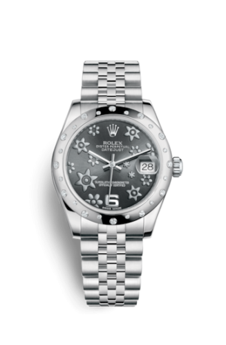 Rolex Datejust 31 Stainless Steel Domed Diamond / Jubilee / Dark Rhodium Floral 178344-0003