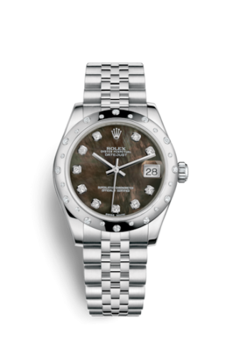 Rolex Datejust 31 Stainless Steel Domed Diamond / Jubilee / Black MOP 178344-0008