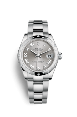 Rolex Datejust 31 Stainless Steel Domed Diamond / Oyster / Rhodium - Roman 178344-0011