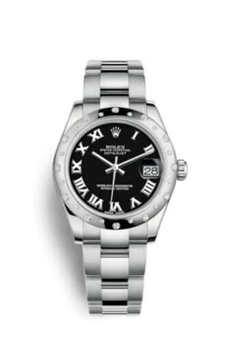 Rolex Datejust 31 Stainless Steel Domed Diamond / Oyster / Black - Roman 178344-0013