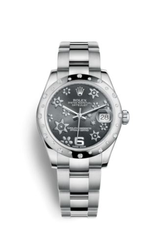 Rolex Datejust 31 Stainless Steel Domed Diamond / Oyster / Dark Rhodium Floral 178344-0025