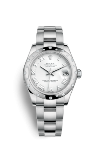 Rolex Datejust 31 Stainless Steel Domed Diamond / Oyster / White - Roman 178344-0028