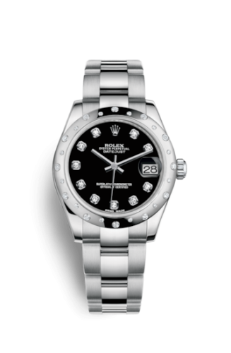 Rolex Datejust 31 Stainless Steel Domed Diamond / Oyster / Black - Diamond 178344-0030