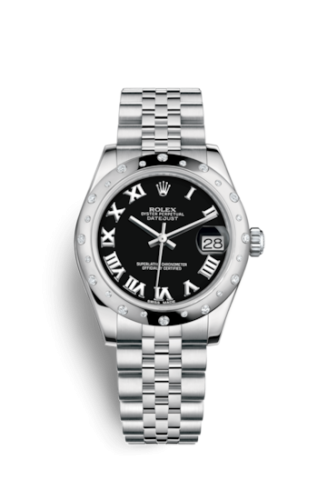 Rolex Datejust 31 Stainless Steel Domed Diamond / Jubilee / Black - Roman 178344-0034