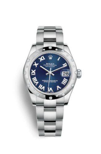 Rolex Datejust 31 Stainless Steel Domed Diamond / Oyster / Blue - Roman 178344-0053