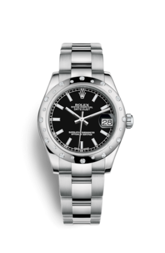 Rolex Datejust 31 Stainless Steel Domed Diamond / Oyster / Black 178344-0057